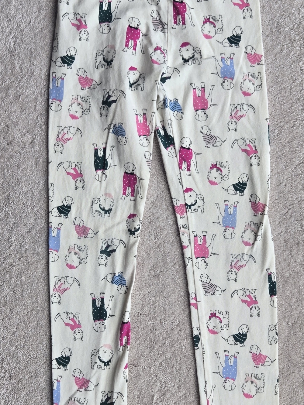 wonder nation Cream Leggings with Pink, Blue & Black Dog Print